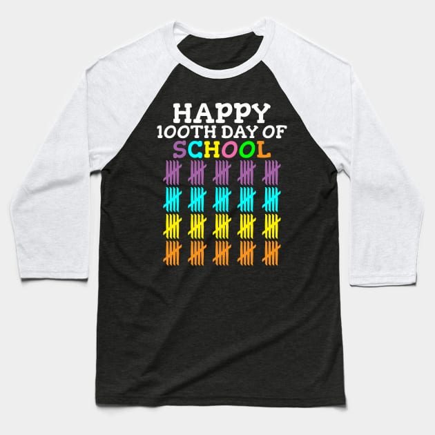 100 Days of School Teacher Student Baseball T-Shirt by KAWAIITEE